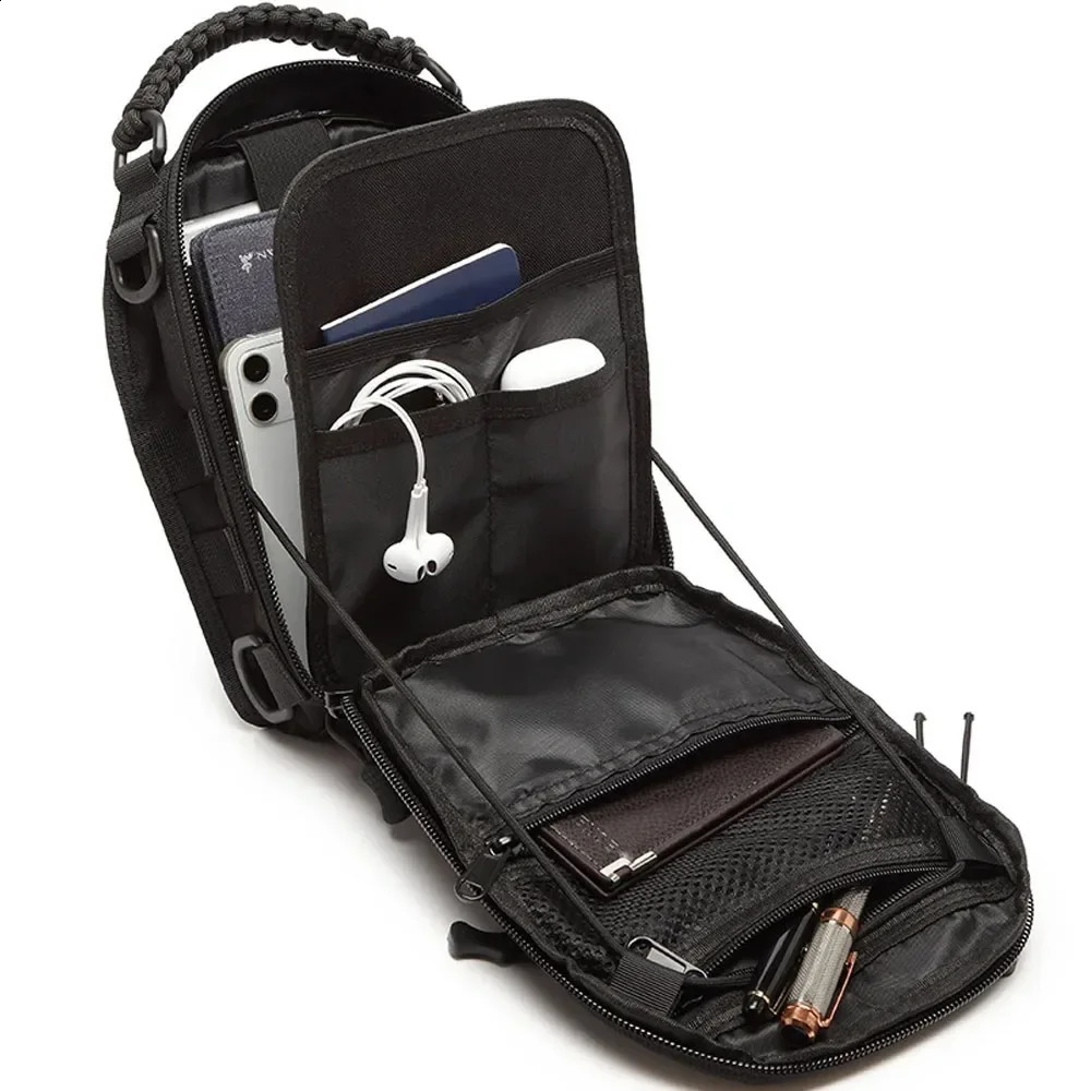 Mens Outdoor Chest bag Camo Shoulder Bag Sling Backpack 900D Oxford Mountain Camping Fishing Trekking Molle Mi 241228