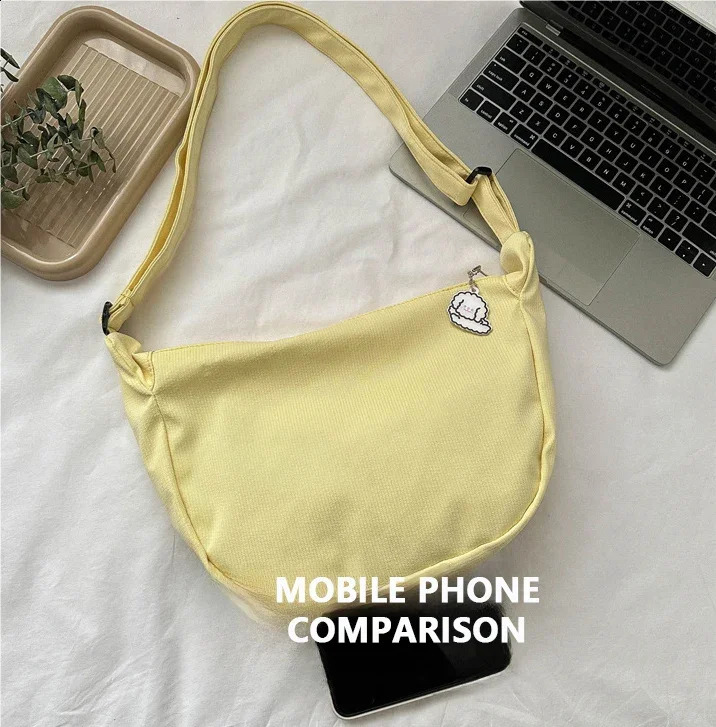 Korean and Japanese style cute canvas leisure youth schoolbag beautiful sweet crossbody large capacity shoulder bag 241227