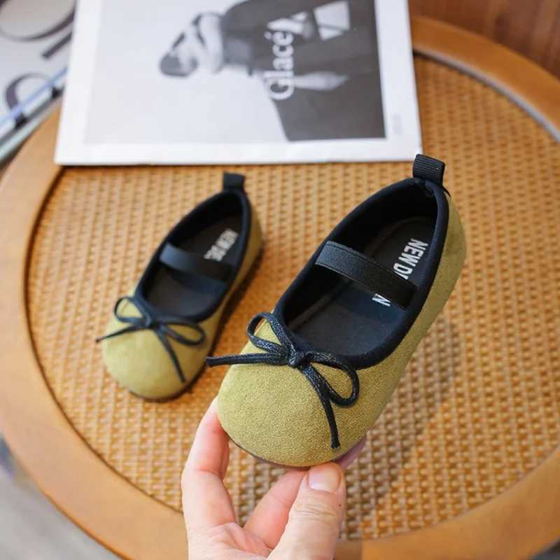 Baby Girls Princess Shoes Leisure Solid Color Bowtie Kids Ballet Flats Toddler Light Elastic Band Autumn Childrens Flat Shoes W241228