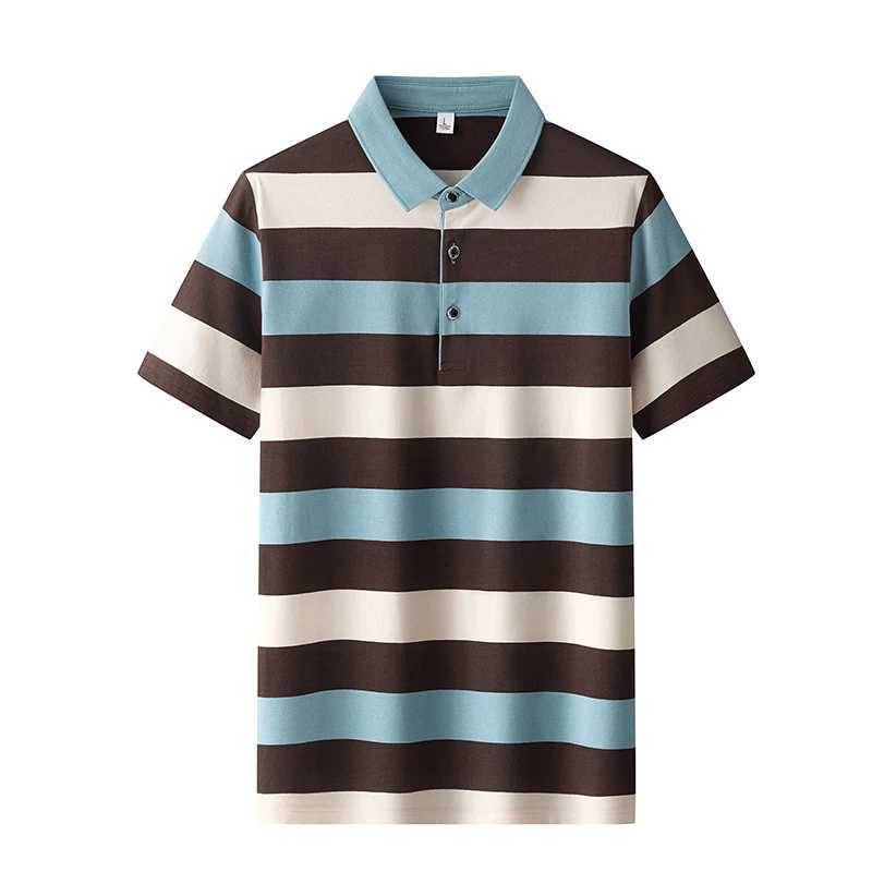 2024 Summer Fashion High Quality All Cotton Stripe Thin Lapel Short Sleeve Top Versatile Business and Casual Mens shirt Shirt X241228