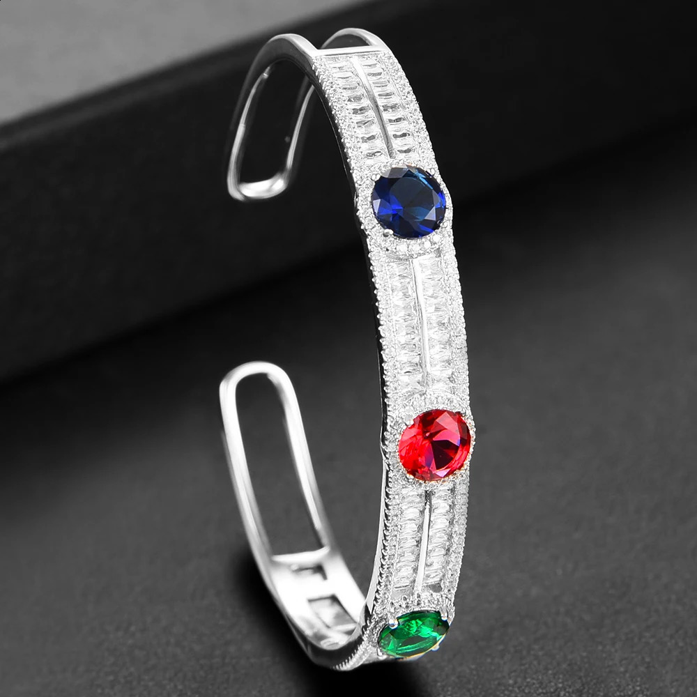 KellyBola Gorgeous Charm Open Bangle For Women Bridal Wedding Cubic Zircon Bracelet Party Jewelry Jewelry 241227