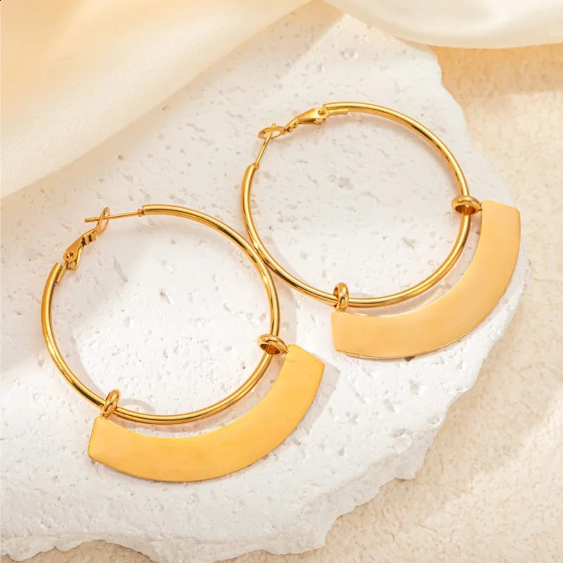 ANENJERY 316L Stainless Steel Geometric Metal Necklace Earring for Women Simple temperament Party Jewelry Set 241226