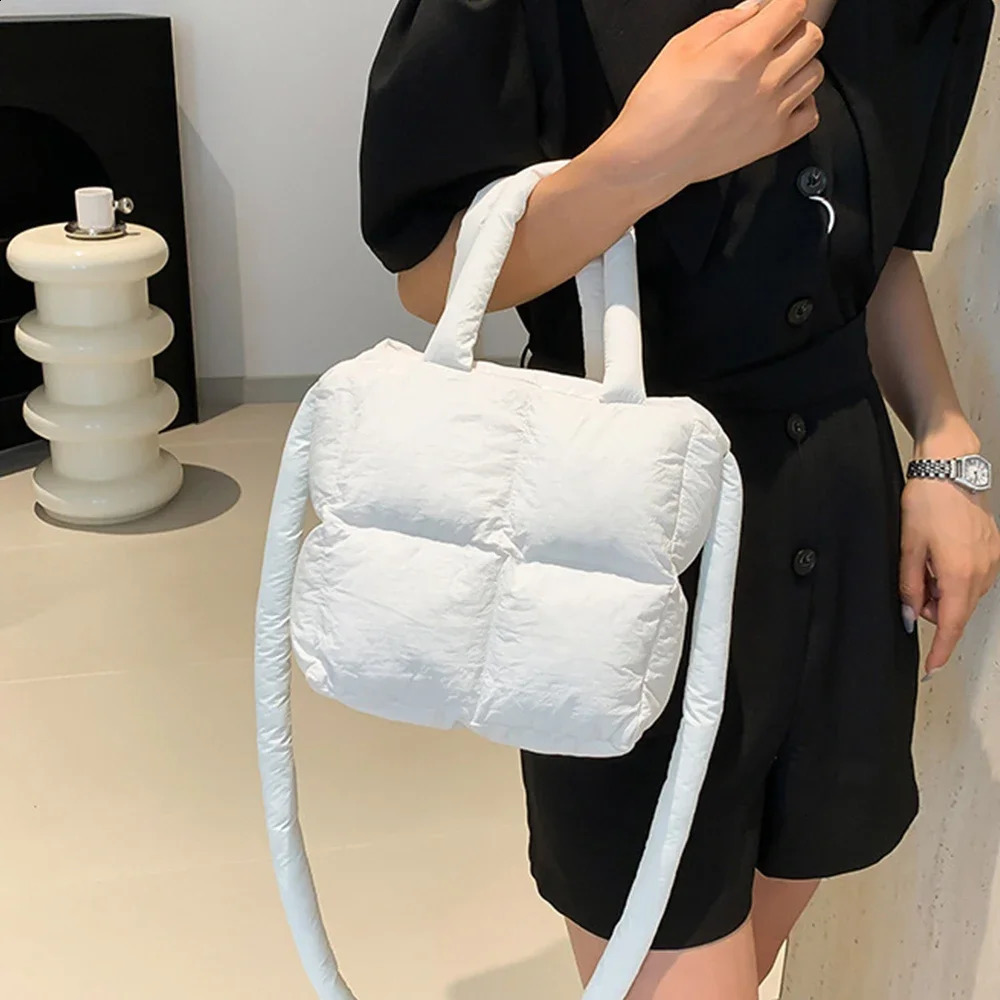 Puffy Space Cotton Bags for Women Nylon Quilted Women Handags Down Pad Bags Shoulder Crossbody Bag Small Shopper Tote 241227