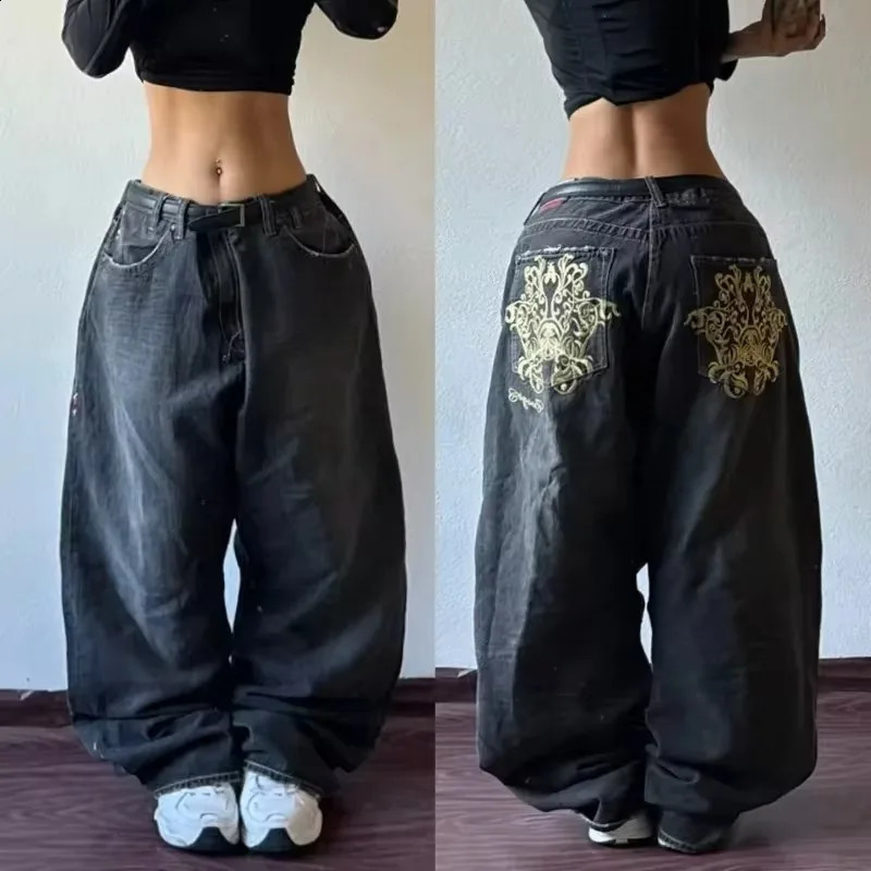Fashion Trend Harajuku Blue Washed Solid Color Baggy Jean Y2K Street Gothic Casual High Waist Wide Leg Trousers 241228