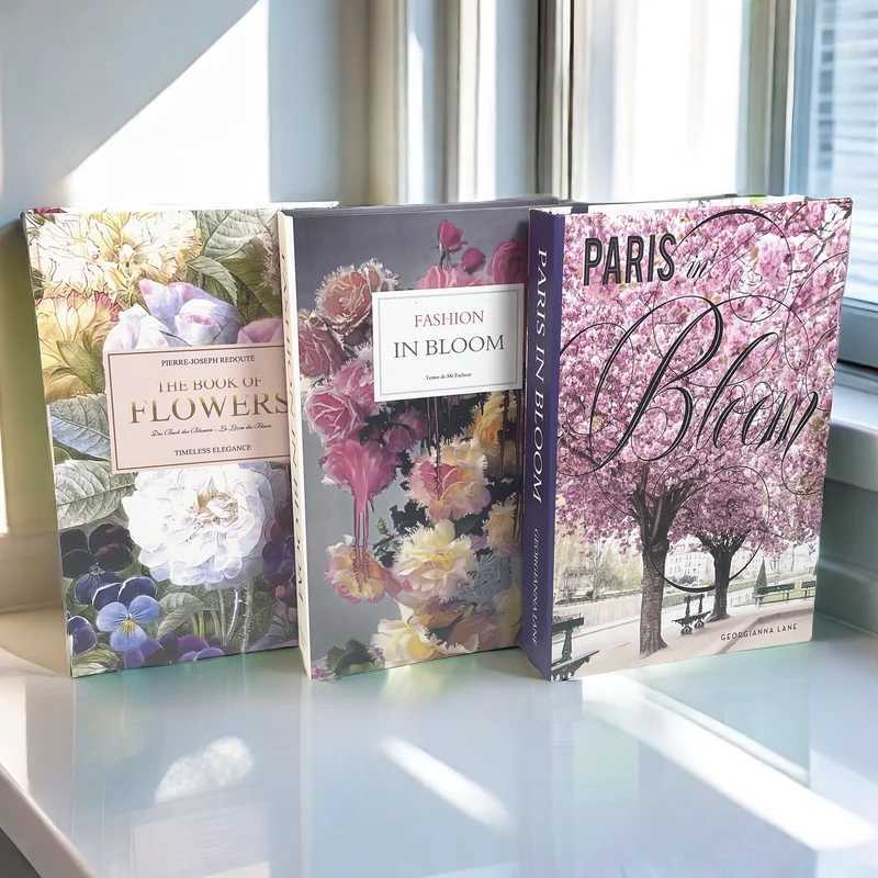 Luxury Perfume Fake Book Storage Box Rose Decorative Books Fashion Magazine Coffee Table Books Home Decor Shooting Props BedroomXJ241228