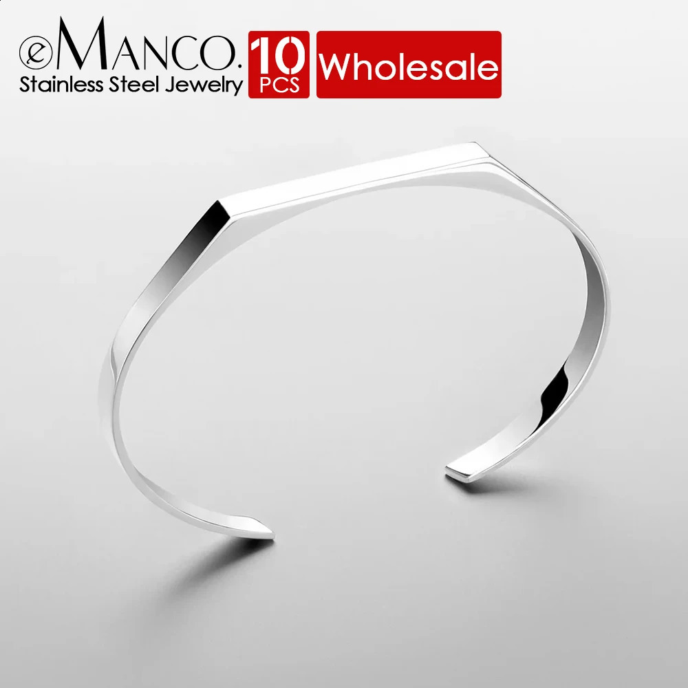 10PCS Stainless Steel Jewelry n Blank Unisex Cuff Bracelet Stainless Steel Gift for Men and Women 241227
