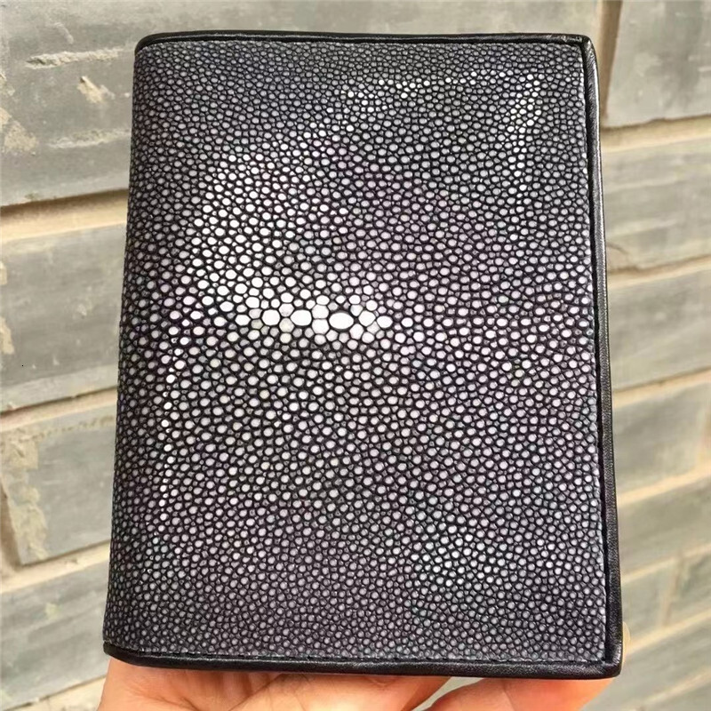 Classical Designer Authentic Thailand Smooth Stingray Skin Male Short Wallet Genuine Exotic Leather Men Small Card Holders Purse
