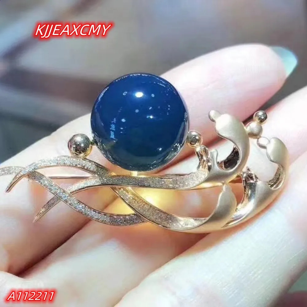 Boutique Jewelry 925 Sterling Silver Inlaid With Natural Gemstones Womens Blue Amber Flower Brooch Spray Gift Girl Part 241227