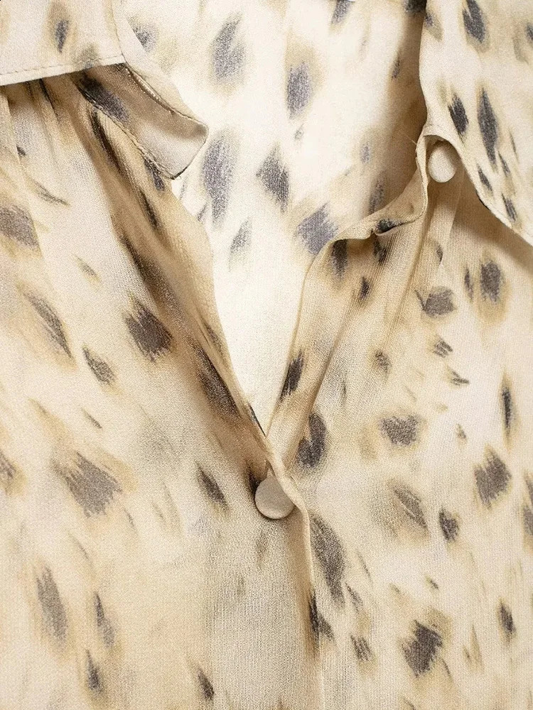 TRAF womens animal print trousers twopiece set semisheer lapel singlebreasted shirt split n highwaisted 241220