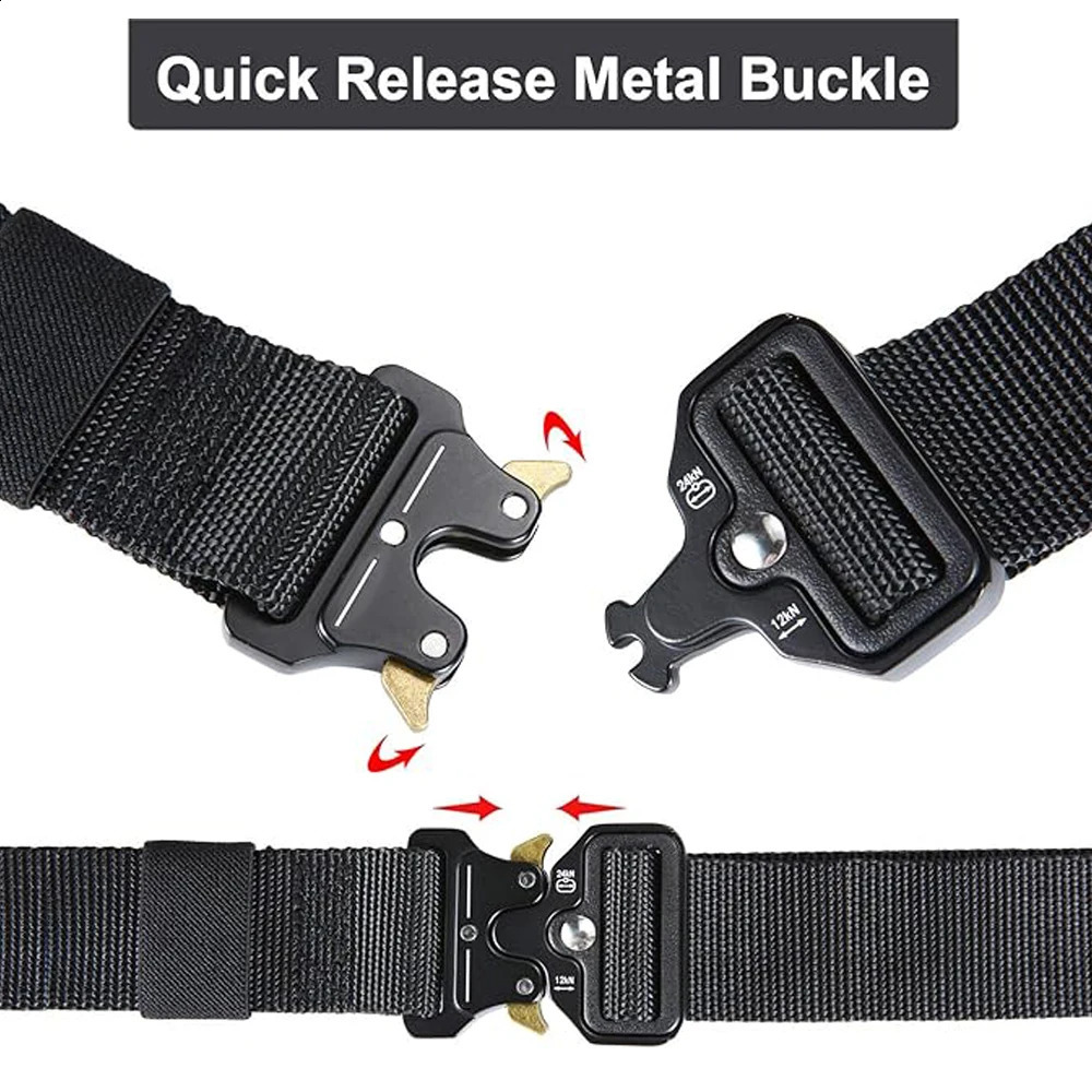 Men Tactical Belt Quick Release Outdoor Zinc Alloy Buckle Soft Real Nylon Sports Hiking Camping Hunting 241225