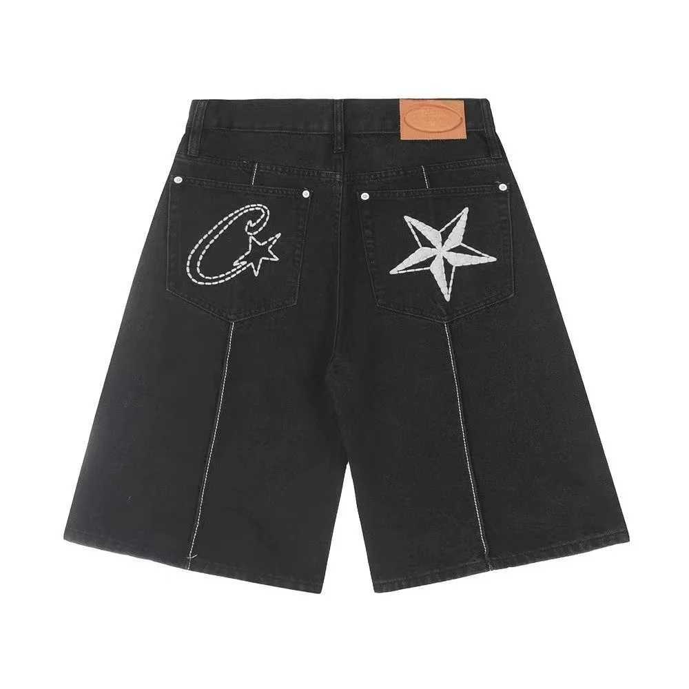 Summer Retro Denim Shorts for Men 2024 New Star Embroidered Hip Hop Sewing Street Washing Trendy Street Casual Sports Shorts W241228