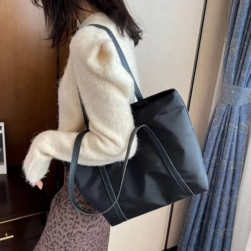 Simple Shoulder Bag Handbag Oxford Top Handle Female Large Capacity Shopping Street Zipper Bags for Women Tote 241226