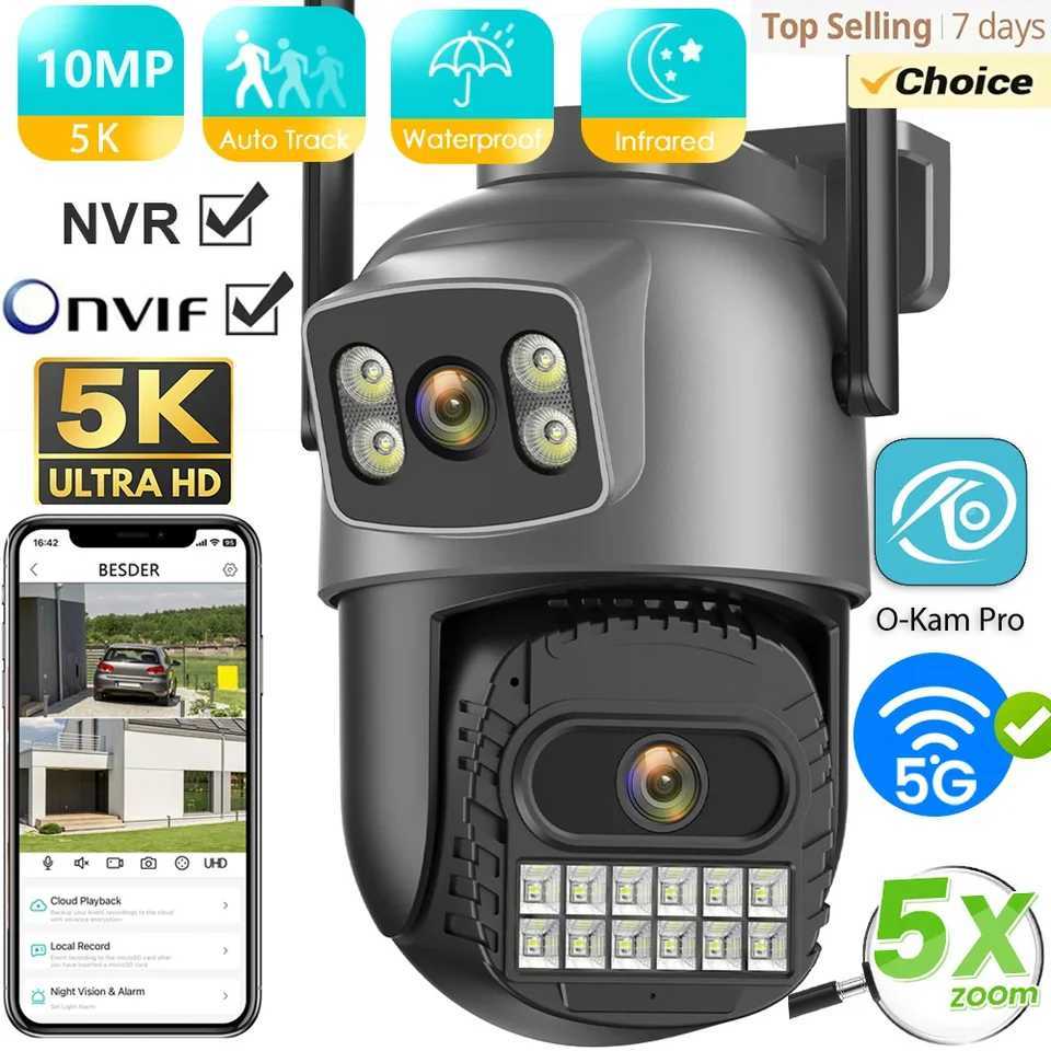 10MP 5K IP Camera Security Protection Wifi PTZ Dual Lens 5G HD Outdoor Surveillance Camera Human Detection Tracking Night VisonXJ241228