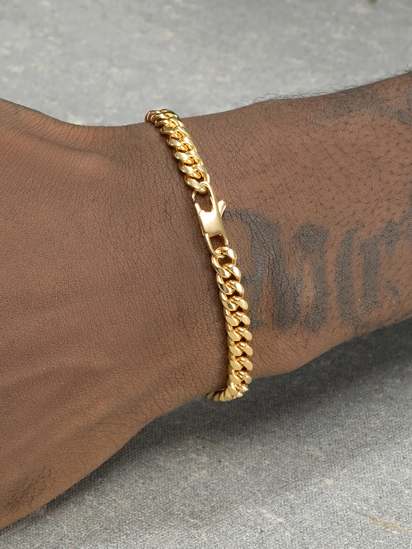 18K Gold Plated Bracelet Solid Stainless Steel Jewelry 5mm Miami Cuban Chain 20cm for Men Women Gifts Punk Style Waterproof 241223