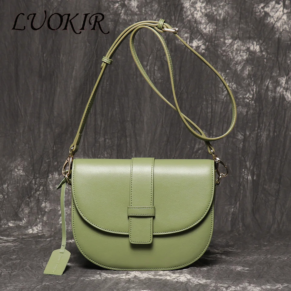 LUOKIR Womens Genuine Leather Shoulder Crossbody Bag Fashionable Versatile Envelope Bag Half-Moon Shell Bag Phone Bag 241227