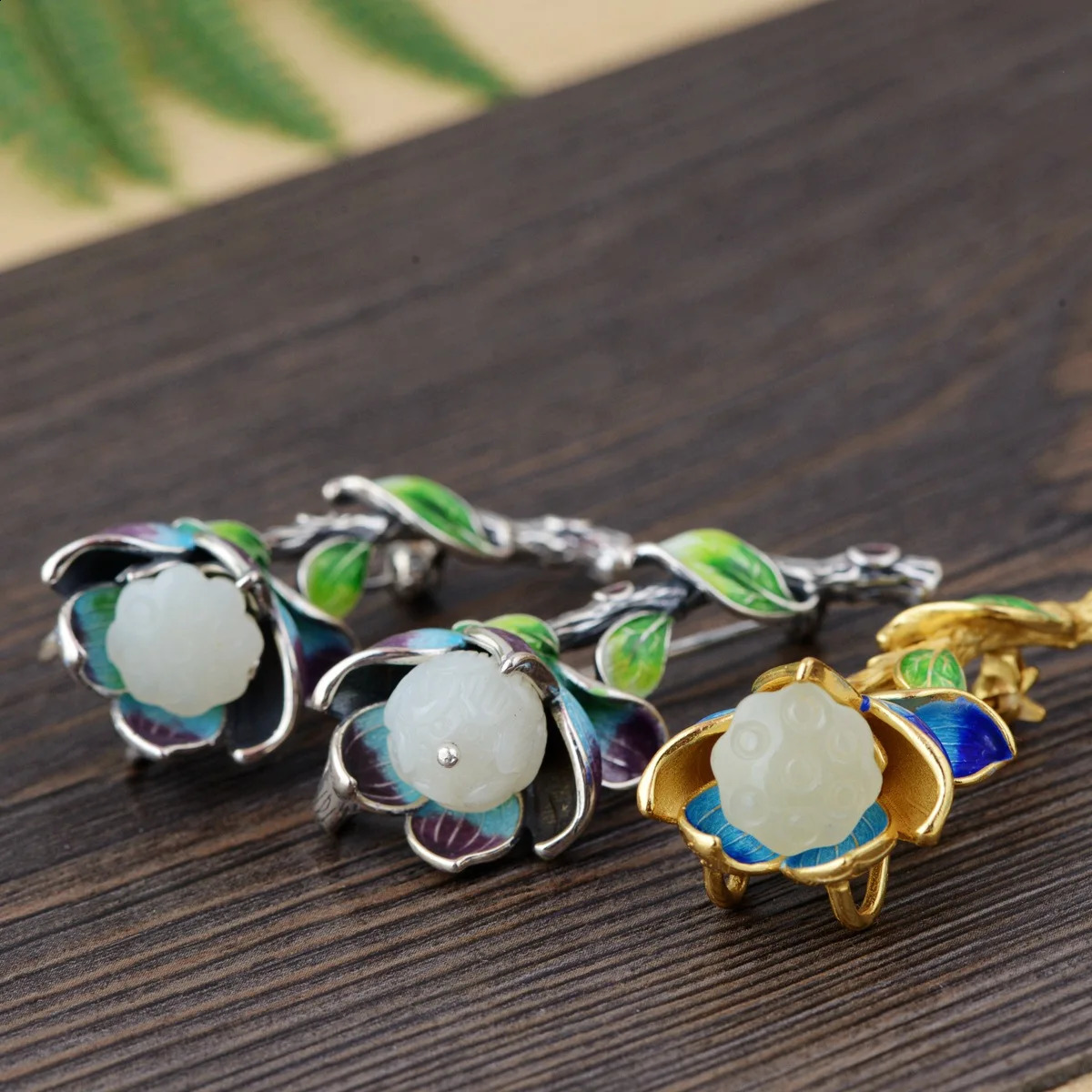 BOCIA 100% S925 Silver Female Models Inlaid With Natural Stones Lotus Pendant For Woman Delicately Burnt Blue Brooch 241227