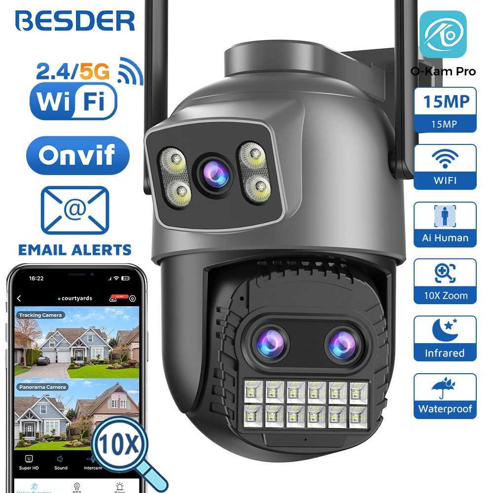 BESDER 15MP Wifi Camera Outdoor Dual Sn 10X Digital Zoom CCTV Video Surveillance Cam PTZ 8MP Security IP Camera O-Kam ProXJ241228