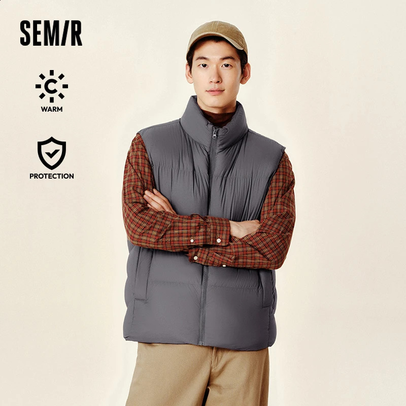 Semir Down Vest Men 2024 Winter Thermal Three-Proof Coat Solid Color Puffer Vest Versatile Vest 241228