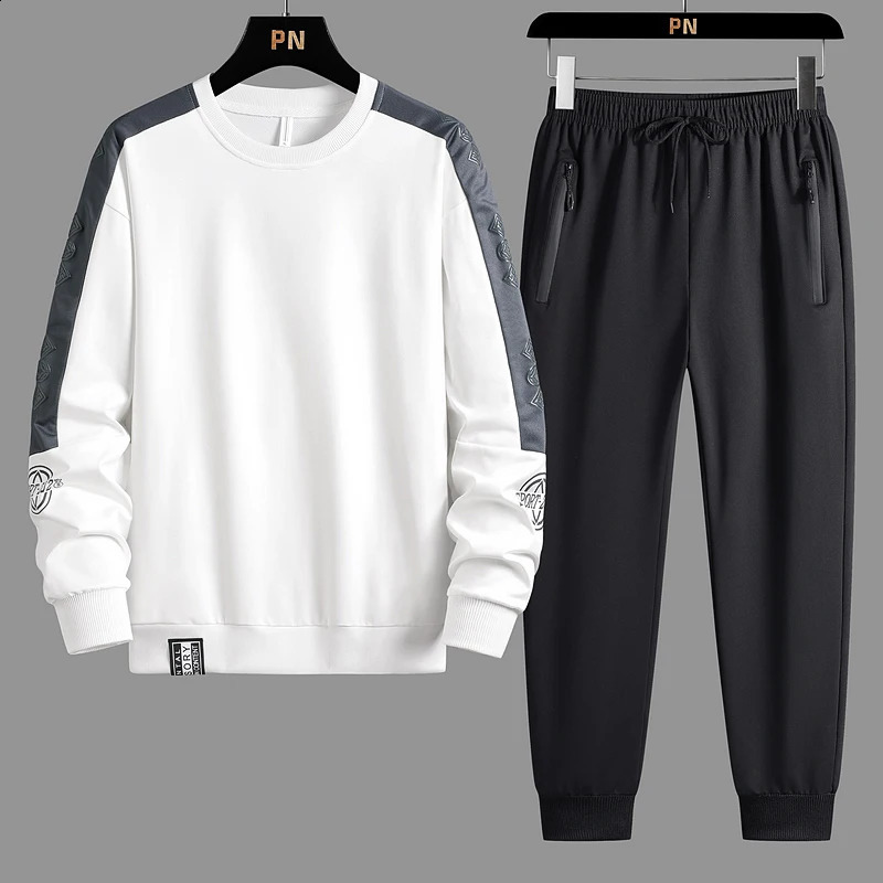 Mens Sportswear Suit Autumn Jogging Sports Sets Young Male Student Korean Fashion Tracksuit Sweatshirt Pants Plus Size 5XL 241224