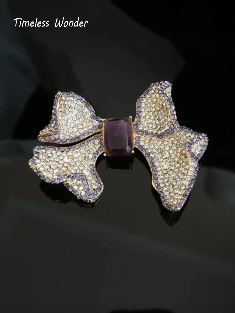 Timeless Wonder Fancy Zircon Bowknot Brooch Pins for Women Jewelry Runway Rare Top Punk Gift Classy 8529 241227