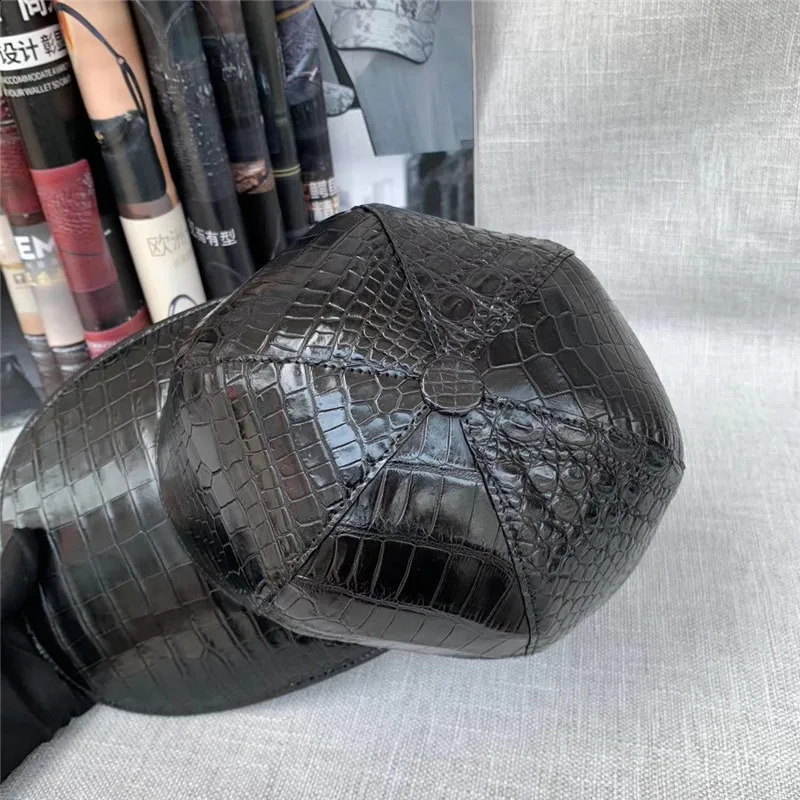 Real True Belly Skin Men Leisure Baseball Cap Genuine Alligator Leather Male Adjustable Hip-hop Hat 241227