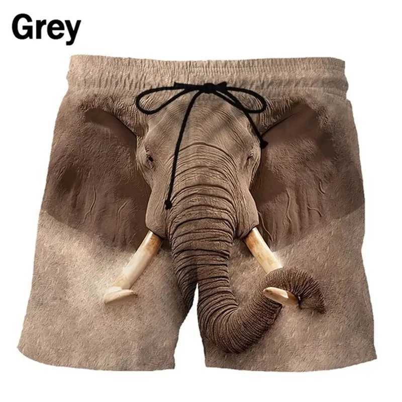 3D fun elephant animal print beach shorts for mens casual Hawaiian surfboard shorts for childrens quick drying gym swim trunks W241228