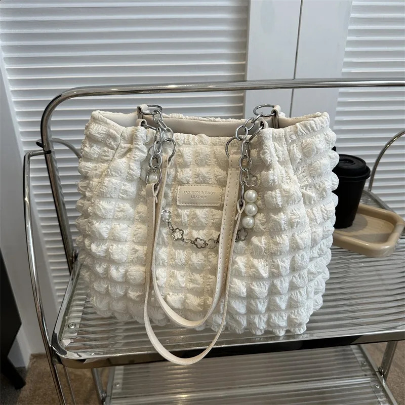Folded Shoulder Womens Large-capacity Casual Bubble Tote Fashion Chain Womens Bag Shoulder Bag Women Handbag 241228