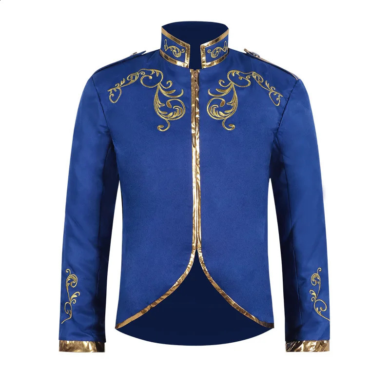 2024 White Halloween Standing Collar Fashion Jacket for MenPurple Medieval Court Prince Gold Embroidered Suit Sport Jackets 241224