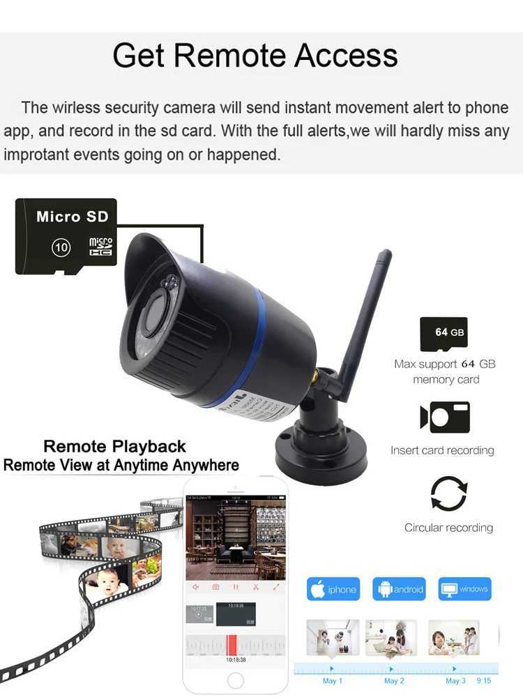 1080P Wifi Bullet Camera IP Cctv Security Wireless Infrared Video Audio Surveillance Outdoor Waterproof Home Cam IpcamXJ241228