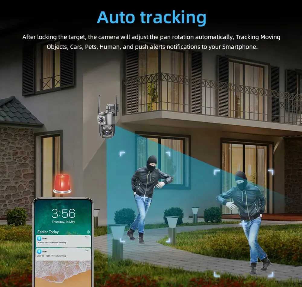 V380 Pro 4G Sim Card IP Camera 8MP Dual Lens PTZ Night Vision Outdoor Webcam Al Smart Home CCTV Security Protection MonitorXJ241228