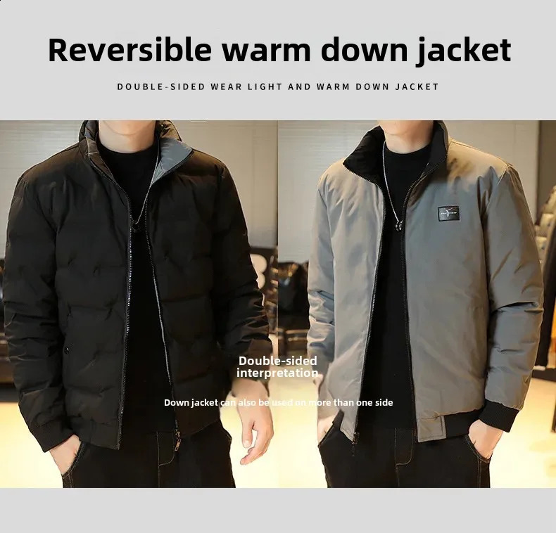 Arrival Winter Mens Down Jacket Comfortable Warm 80 White Duck Feather DoubleSided Wearable Fashionable Plus Size Top 241228