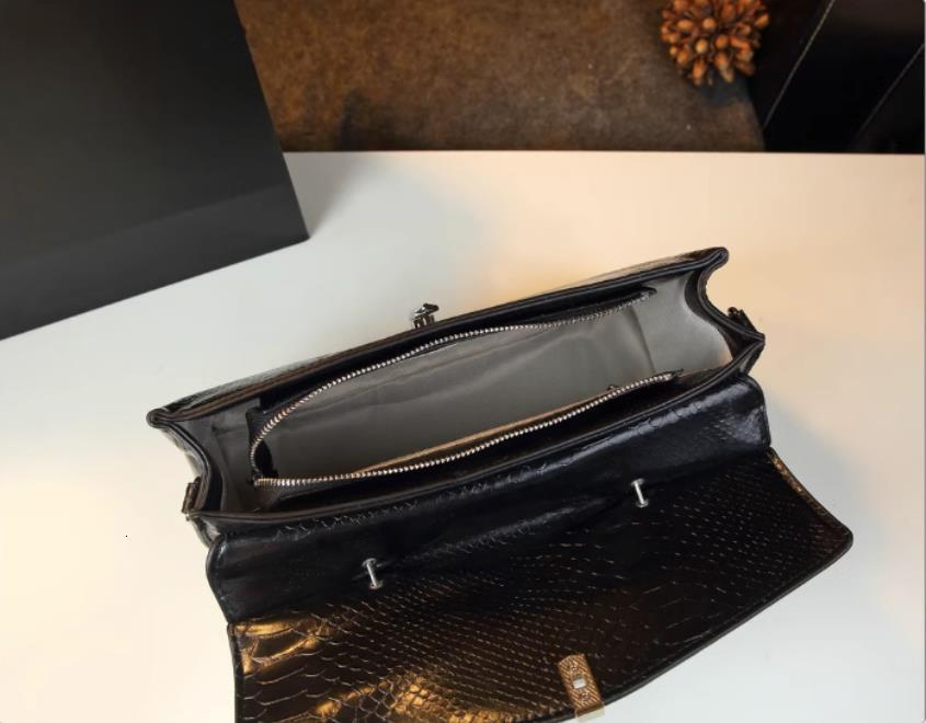 2024 New Genuine Leather Women's Handbags Fashion Shoulder Light Snake Print Small Mother Bag Crossbody Bags