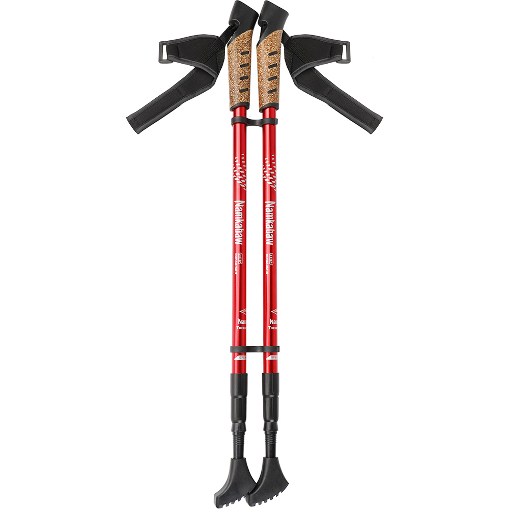 Three sections straight handle inner lock outdoor Nordic walking poles retractable walking poles 6061 aluminum alloy hiking cane