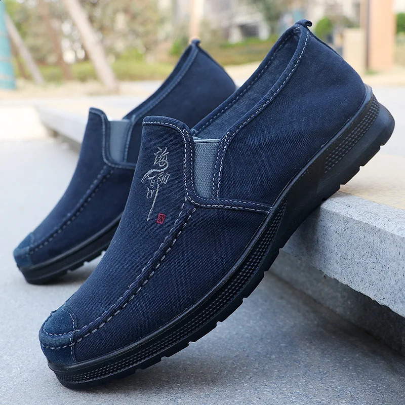 Spring Polyurethane Men Shoes Old Beijing Cloth Canvas Sports Casual Breathable Work 241223
