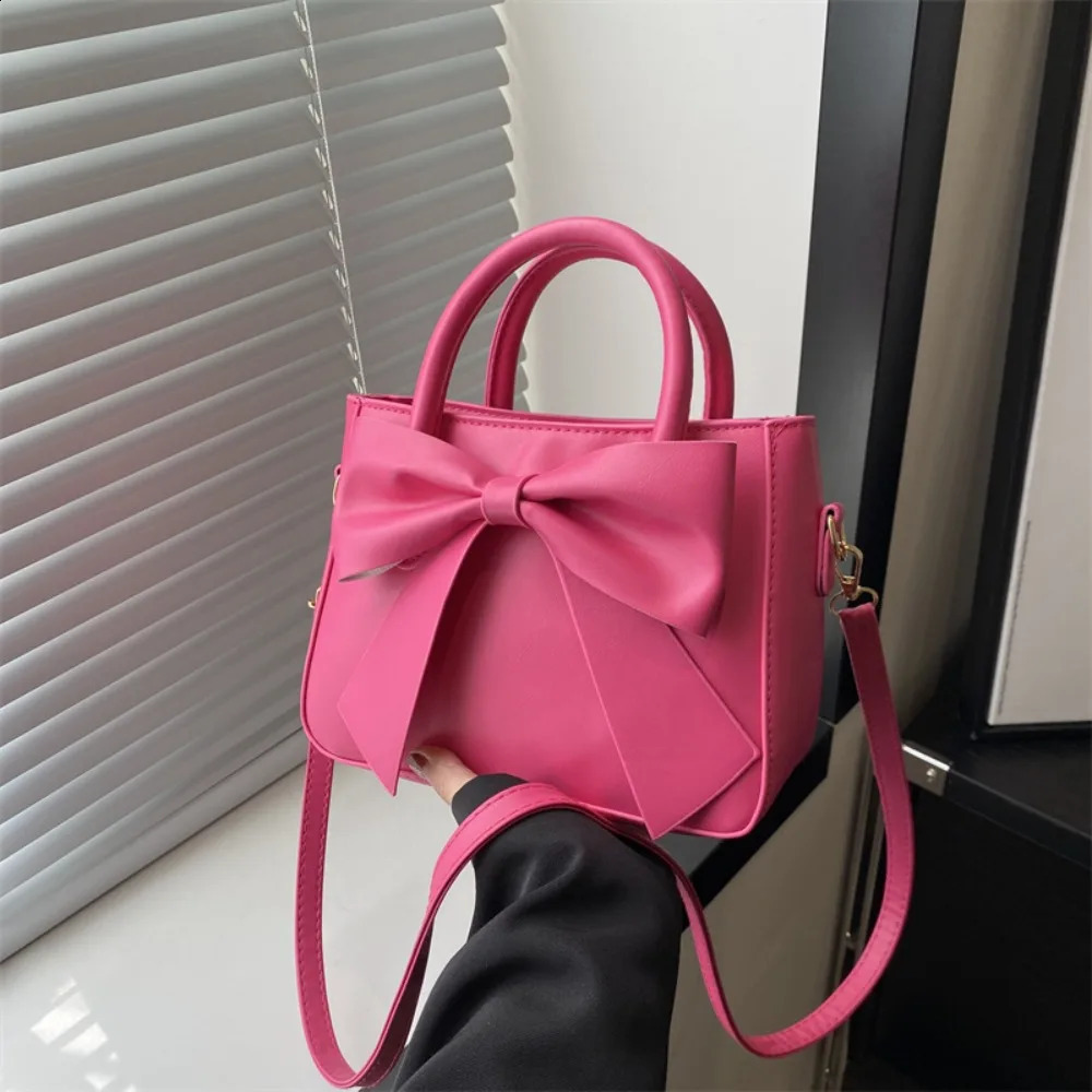 Trendy Bow Lady Shoulder Bag Handbag Solid Underarm Bag Daily Commuting Bag Casual Messenger Bag Sweet PU Leather Square Bag 241223