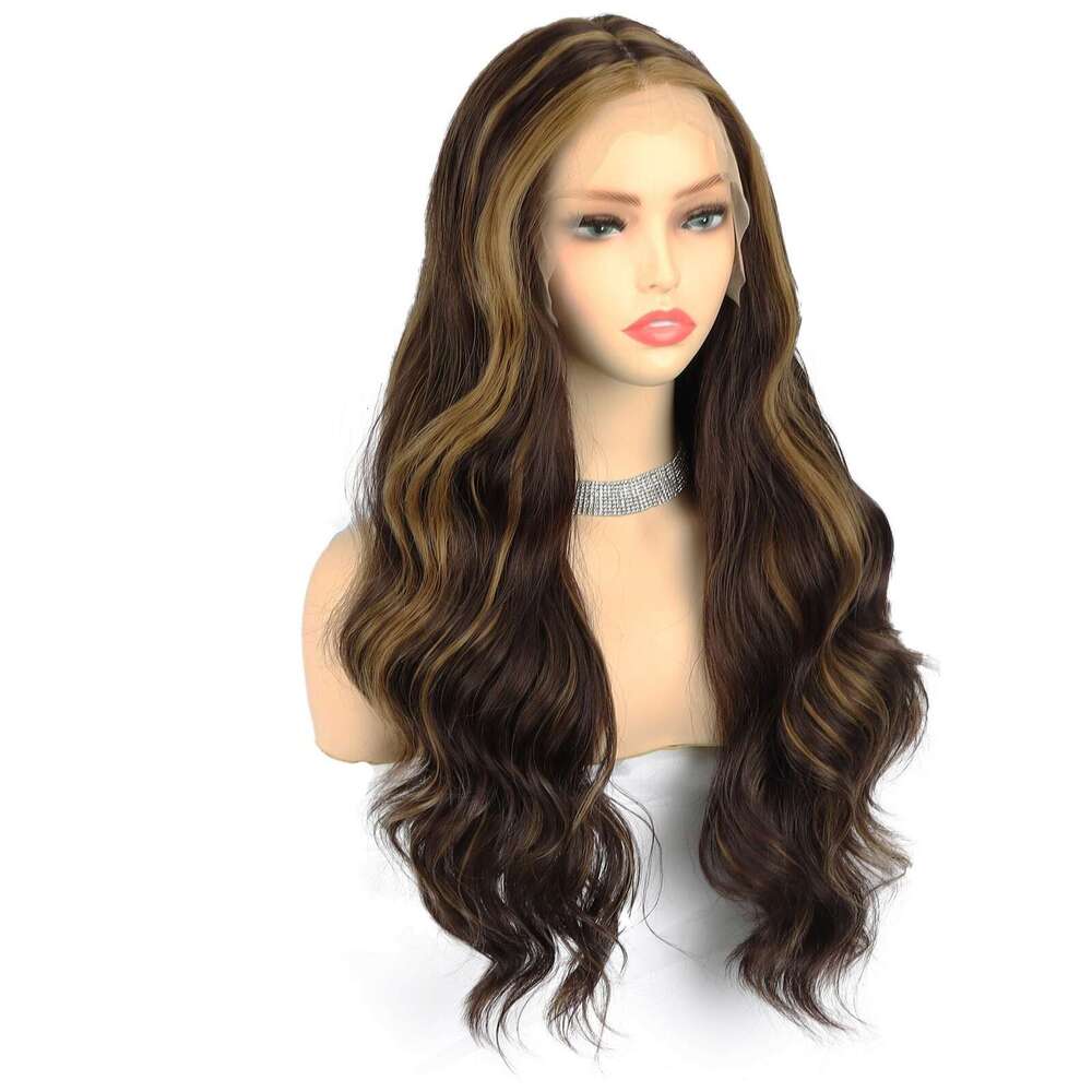 T-Shaped Lace Headband, Ginger Yellow Dyed Orange Wave Synthetic Wig Wigs Kq2
