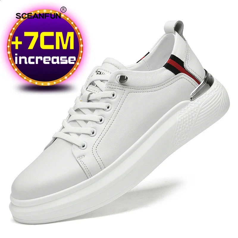 7cm height increasing men heightening casual elevator shoes man fashion lift sneakers sport genuine leather tall 241223
