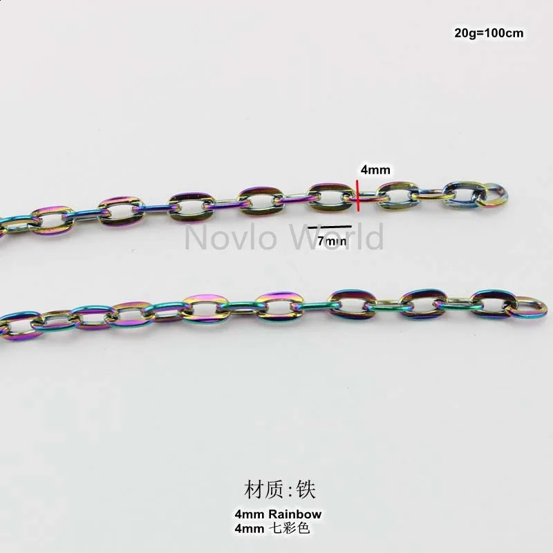 3 meter test 4mm wide highgrade rainbow metal chain bag O handbag shoulder bags handle pull accessories 241226