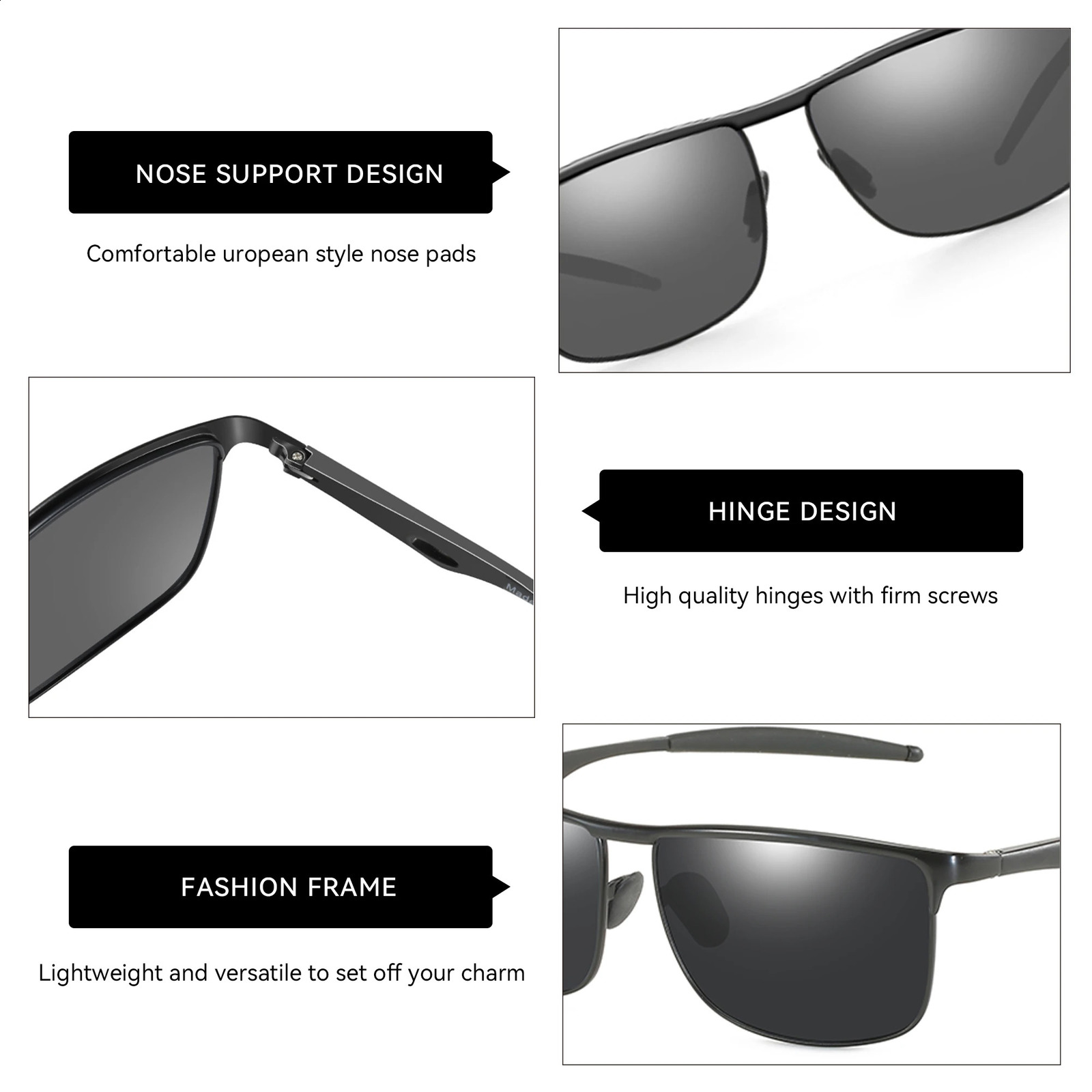 ZENOTTIC Fashion Aluminum UV400 Protection Sunglasses Fashion Polarized Sun Glasses for Fishing Hiking Golf Driving Unisex 241228