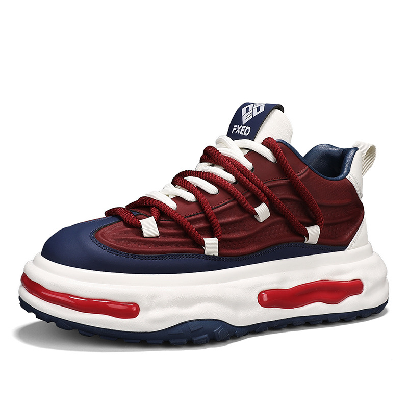 Men Sports Fashion Thick Sole Chunky Shoes Versatile NEW Niche Design Running Training Triple Black Beige Blue Free shipping