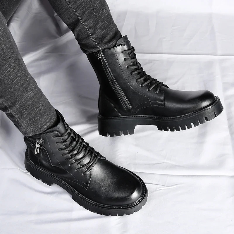Mens English Style Thick Sole n Men Boots y High End Top Layer Leather Chelsea Quality Casual 241223