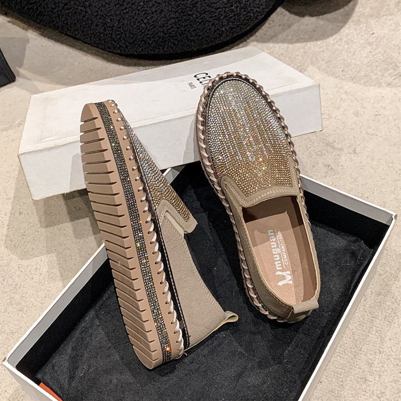 2025 New High Quality Women's Water Diamond Casual Shoes Shiny Flat Vulcanized Shoes Luxury Designer Thick Bottom Casual Shoes Comfortable outdoo