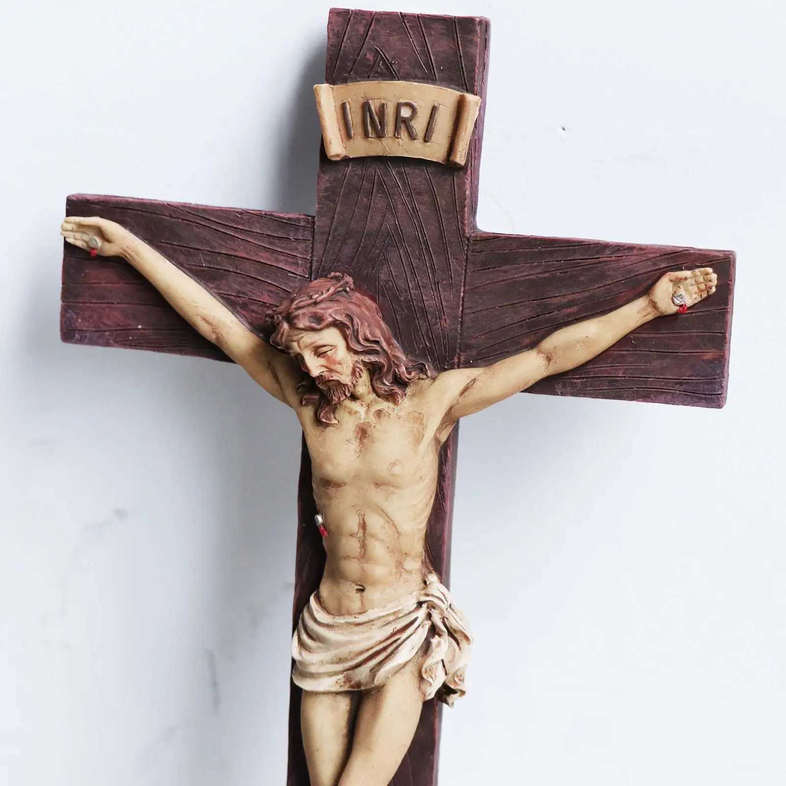 Resin Crucifix Jesus Christ Cross Statue Figurine Perfect Gifts for Car Home Chapel Decoration CollectiveXJ241228