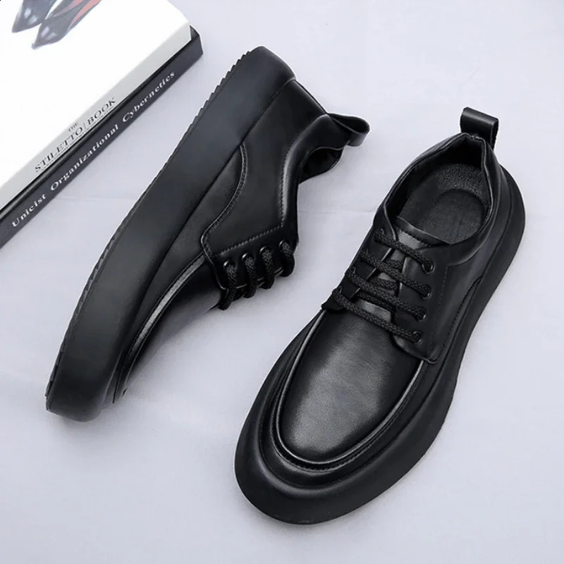 Fashion Cow Leather Business Mens Dress Shoes Spring Autumn Softsoled Loafers Men ner Lace Flat Casual Male 241223
