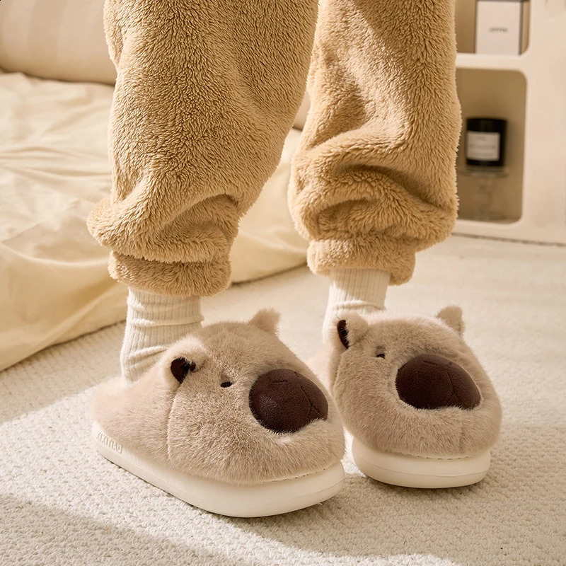Plush Capybara Slippers Closed Toe Cute Slipon House Shoes Comfortable Furry Walking NonSlip For Indoor Bedroom 241223