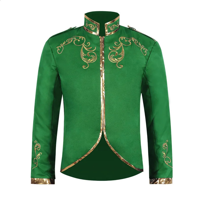 2024 White Halloween Standing Collar Fashion Jacket for MenPurple Medieval Court Prince Gold Embroidered Suit Sport Jackets 241224