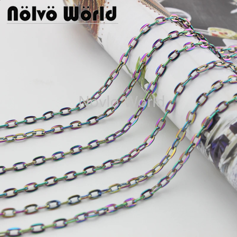 3 meter test 4mm wide highgrade rainbow metal chain bag O handbag shoulder bags handle pull accessories 241226
