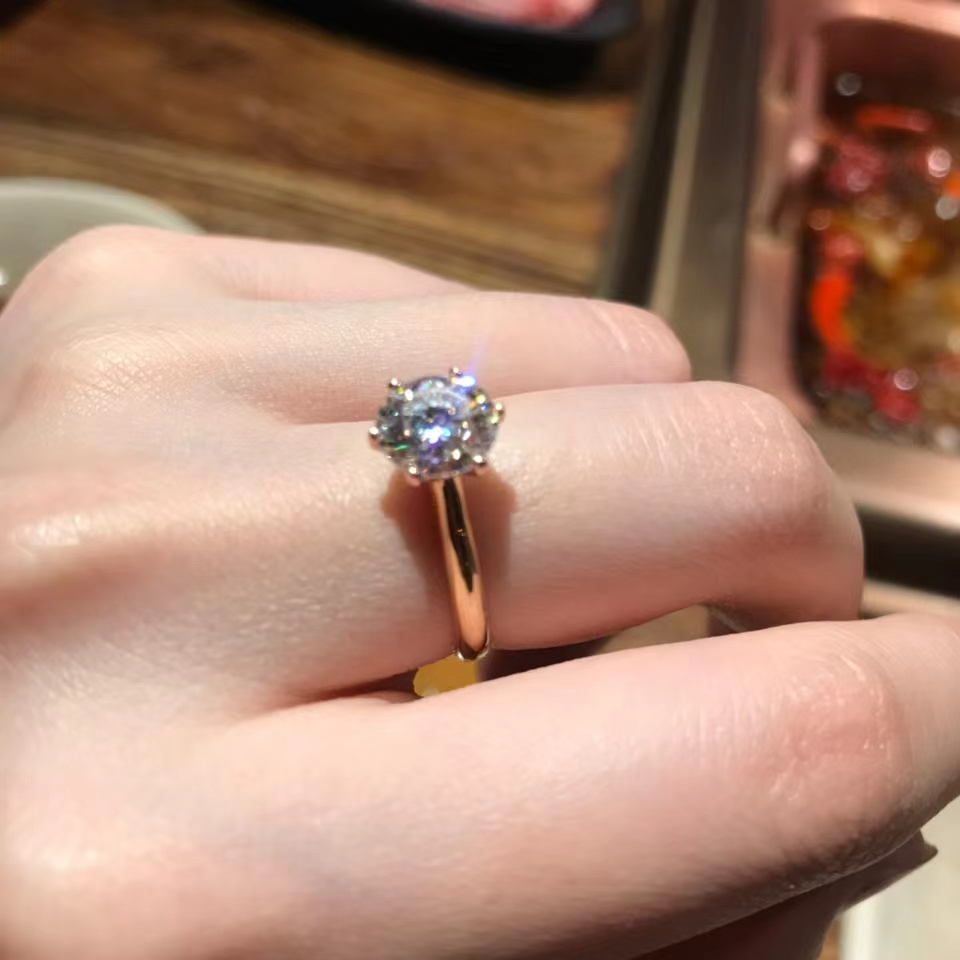 925 copper silver plated moissanite diamond ring, 1 carat, couple's ring, couple's proposal, wedding ring, gift to girlfriend