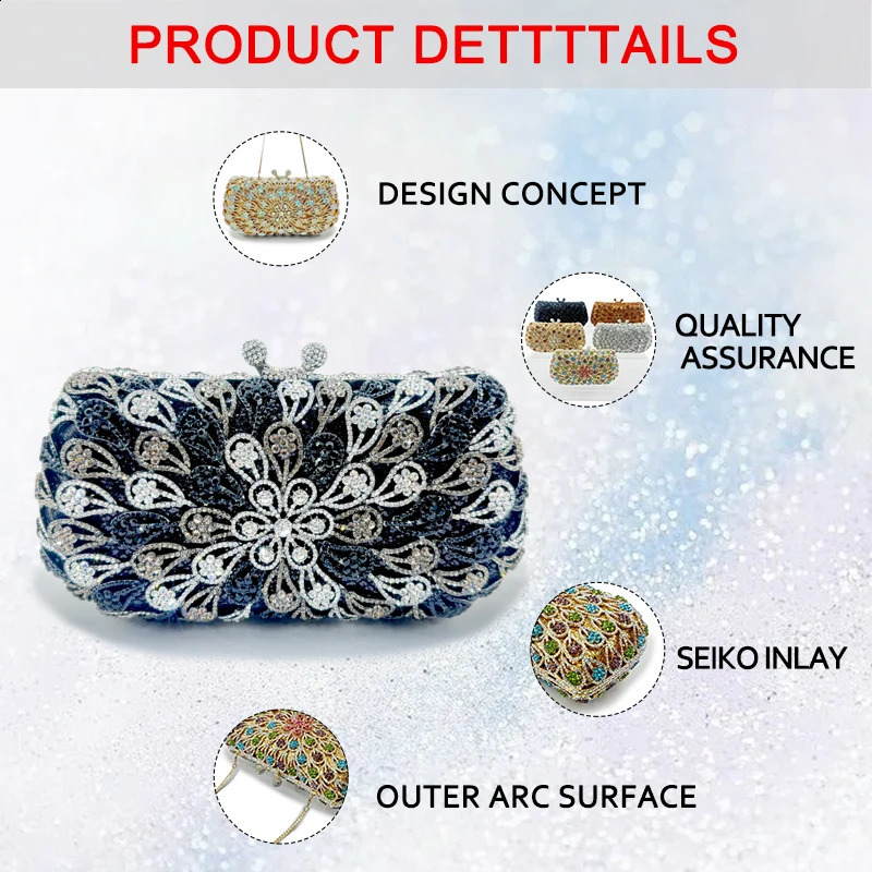 Latest Wedding Womens Handbag Diamond Dinner Bag Rhinestone Hand Crystal Hollow Bag Party Christmas Gift Evening Bag 241227