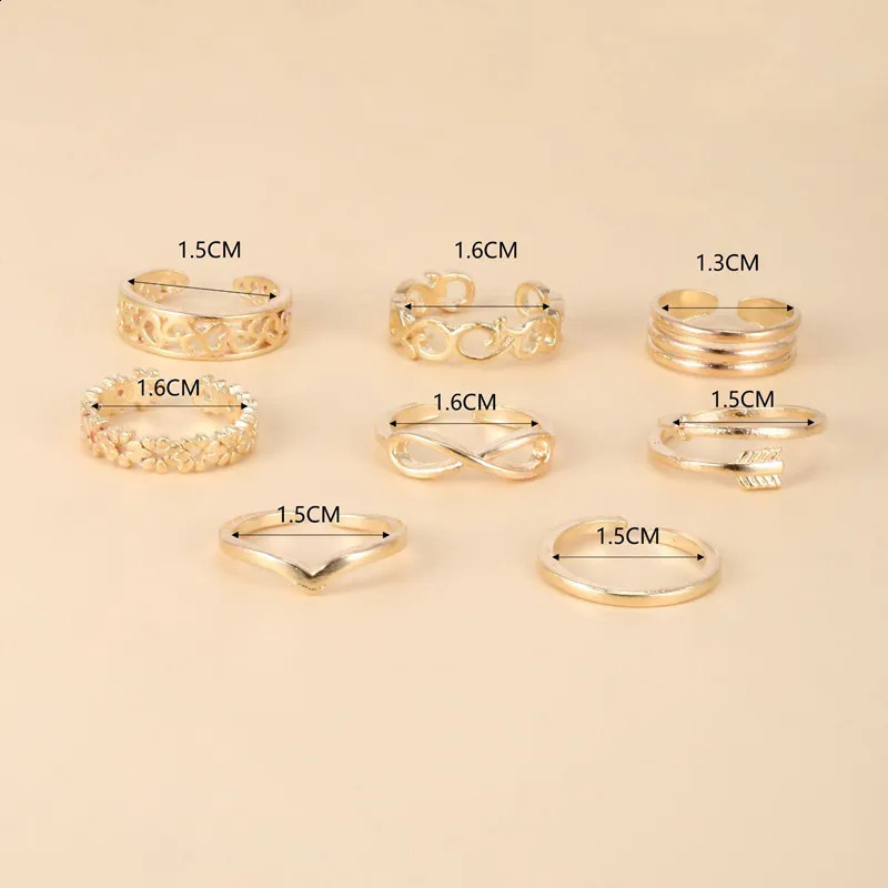 8Pcs Adjustable Toe Rings for Women Foot Ring GoldSilver Color Metal Round Jewelry Girls Summer Beach Barefeet Fashion 241225